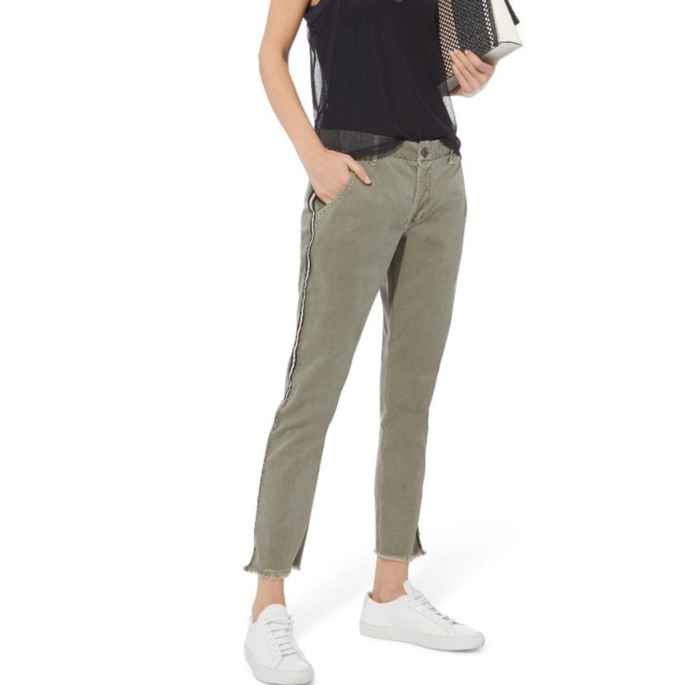 NSF Revolve Green Side Tape Stripe Distressed Chino Pants
